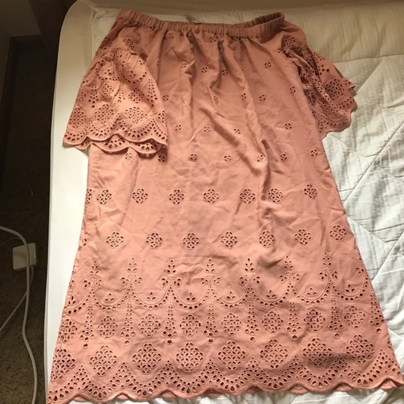 Madewell Pink Eyelet Off The Shoulder Dress Size 10 - Picture 7 of 8